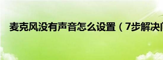 麦克风没有声音怎么设置（7步解决问题）