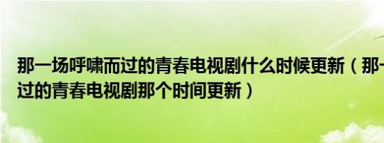 那一场呼啸而过的青春电视剧什么时候更新（那一场呼啸而过的青春电视剧那个时间更新）