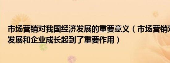 市场营销对我国经济发展的重要意义（市场营销对我国经济发展和企业成长起到了重要作用）