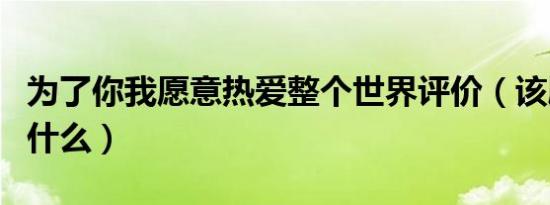 为了你我愿意热爱整个世界评价（该剧讲述了什么）