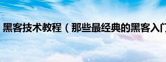 黑客技术教程（那些最经典的黑客入门教程）