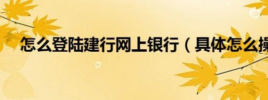 怎么登陆建行网上银行（具体怎么操作）