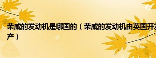 荣威的发动机是哪国的（荣威的发动机由英国开发在中国生产）