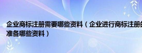 企业商标注册需要哪些资料（企业进行商标注册的时候需要准备哪些资料）