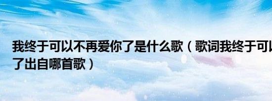 我终于可以不再爱你了是什么歌（歌词我终于可以不再爱你了出自哪首歌）