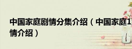 中国家庭剧情分集介绍（中国家庭1到5集剧情介绍）