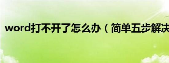 word打不开了怎么办（简单五步解决问题）