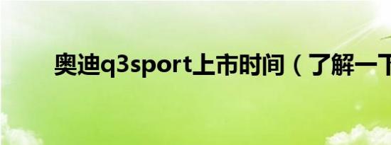 奥迪q3sport上市时间（了解一下）