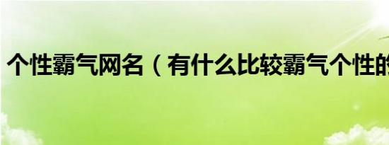 个性霸气网名（有什么比较霸气个性的网名）