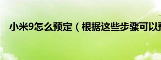 小米9怎么预定（根据这些步骤可以预定）