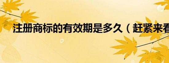 注册商标的有效期是多久（赶紧来看看）