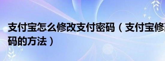 支付宝怎么修改支付密码（支付宝修改支付密码的方法）