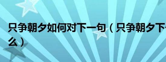 只争朝夕如何对下一句（只争朝夕下一句是什么）