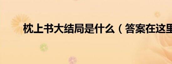 枕上书大结局是什么（答案在这里）