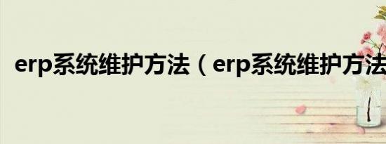 erp系统维护方法（erp系统维护方法简述）