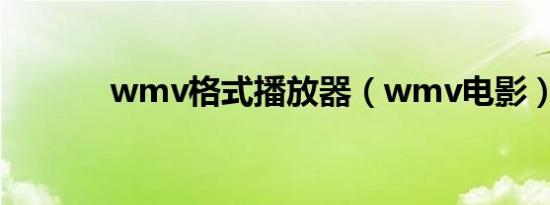 wmv格式播放器（wmv电影）