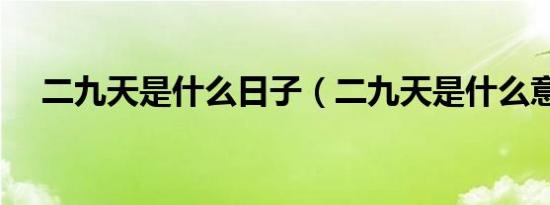 二九天是什么日子（二九天是什么意思）