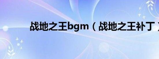 战地之王bgm（战地之王补丁）