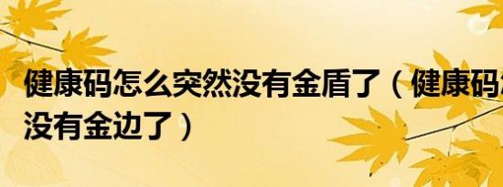 健康码怎么突然没有金盾了（健康码怎么突然没有金边了）