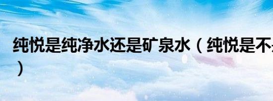 纯悦是纯净水还是矿泉水（纯悦是不是矿泉水）