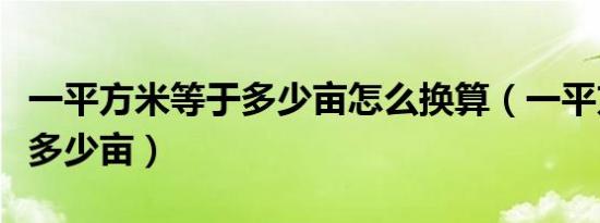 一平方米等于多少亩怎么换算（一平方米等于多少亩）