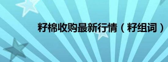 籽棉收购最新行情（籽组词）