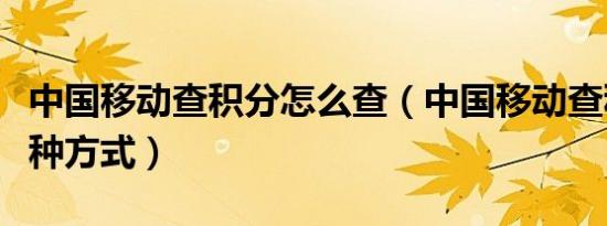 中国移动查积分怎么查（中国移动查积分的三种方式）