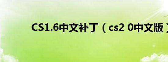 CS1.6中文补丁（cs2 0中文版）