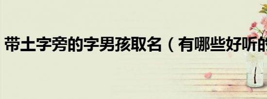 带土字旁的字男孩取名（有哪些好听的名字）