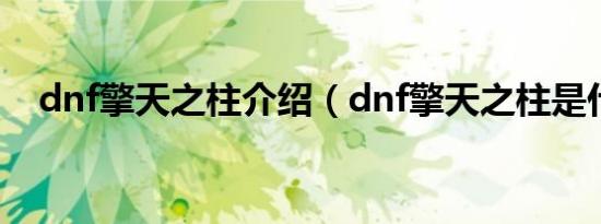 dnf擎天之柱介绍（dnf擎天之柱是什么）