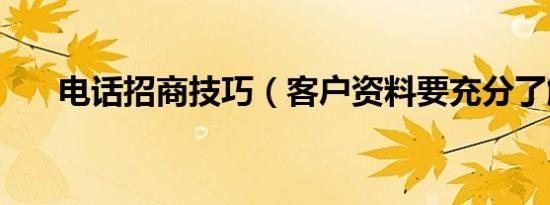 电话招商技巧（客户资料要充分了解）