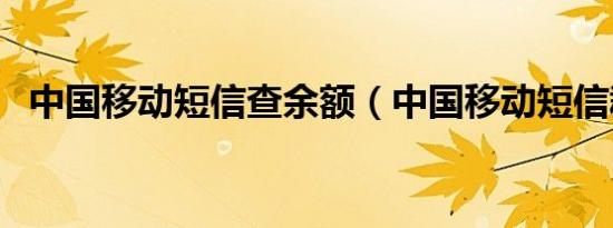 中国移动短信查余额（中国移动短信群发）