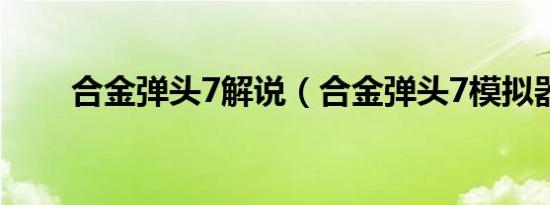 合金弹头7解说（合金弹头7模拟器）