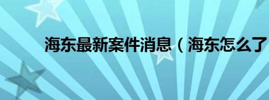 海东最新案件消息（海东怎么了）