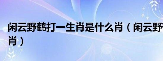 闲云野鹤打一生肖是什么肖（闲云野鹤打一生肖）