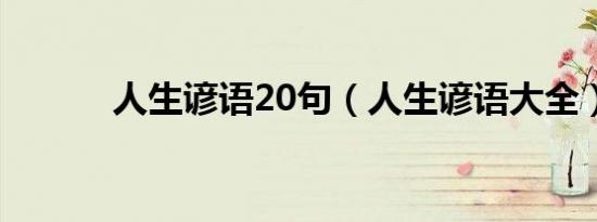 人生谚语20句（人生谚语大全）