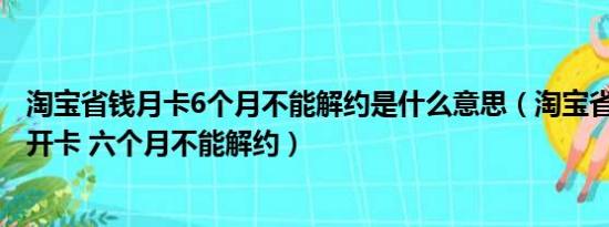 淘宝省钱月卡6个月不能解约是什么意思（淘宝省钱卡0 1元开卡 六个月不能解约）