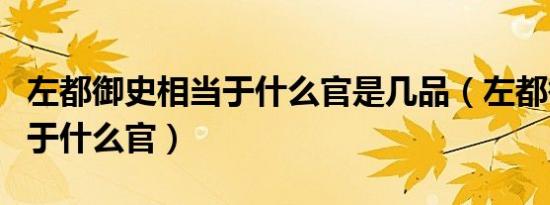 左都御史相当于什么官是几品（左都御史相当于什么官）