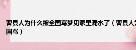 曹县人为什么被全国骂梦见家里漏水了（曹县人为什么被全国骂）