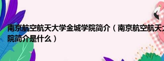 南京航空航天大学金城学院简介（南京航空航天大学金城学院简介是什么）