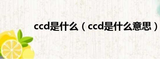 ccd是什么（ccd是什么意思）