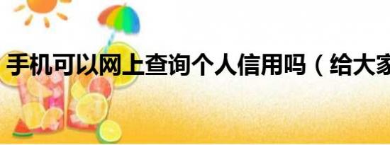 手机可以网上查询个人信用吗（给大家看看）