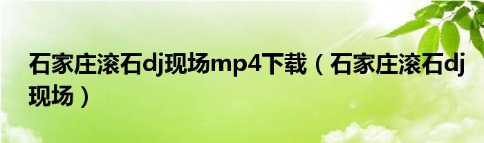 石家庄滚石dj现场mp4下载（石家庄滚石dj现场）