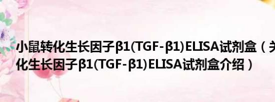 小鼠转化生长因子β1(TGF-β1)ELISA试剂盒（关于小鼠转化生长因子β1(TGF-β1)ELISA试剂盒介绍）