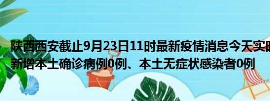 陕西西安截止9月23日11时最新疫情消息今天实时数据通报:新增本土确诊病例0例、本土无症状感染者0例