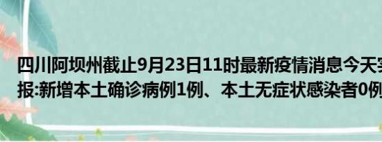 四川阿坝州截止9月23日11时最新疫情消息今天实时数据通报:新增本土确诊病例1例、本土无症状感染者0例