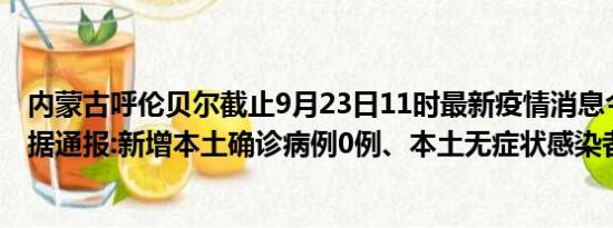 内蒙古呼伦贝尔截止9月23日11时最新疫情消息今天实时数据通报:新增本土确诊病例0例、本土无症状感染者0例