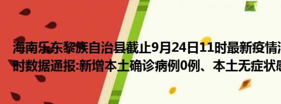 海南乐东黎族自治县截止9月24日11时最新疫情消息今天实时数据通报:新增本土确诊病例0例、本土无症状感染者0例