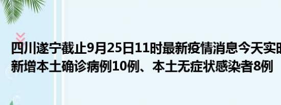 四川遂宁截止9月25日11时最新疫情消息今天实时数据通报:新增本土确诊病例10例、本土无症状感染者8例