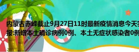 内蒙古赤峰截止9月27日11时最新疫情消息今天实时数据通报:新增本土确诊病例0例、本土无症状感染者0例